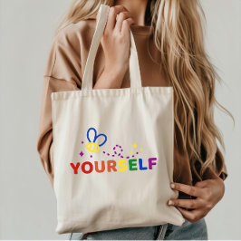 Bij jezelf Regenboog trots Mooie hommel Boodschapp Tote Bag