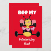 Bij kaart met plat ontwerp voor Valentijnsdag (Voorkant / Achterkant)