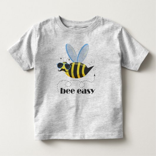 Bij karakter met snor zonnebril Bij Easy Kinder Shirts (Voorkant)