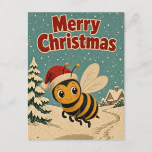 Bij Kerstmis Dier Sneeuw Pad Bij Briefkaart