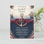 Bij Knot Boat Ship Navy Blue Nautical Vrijgezellen Kaart (Staand voorkant)