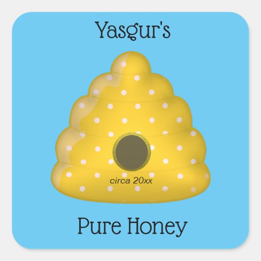 Bij Koel Bijenkorf Pure Honing Vierkante Sticker (Voorkant)