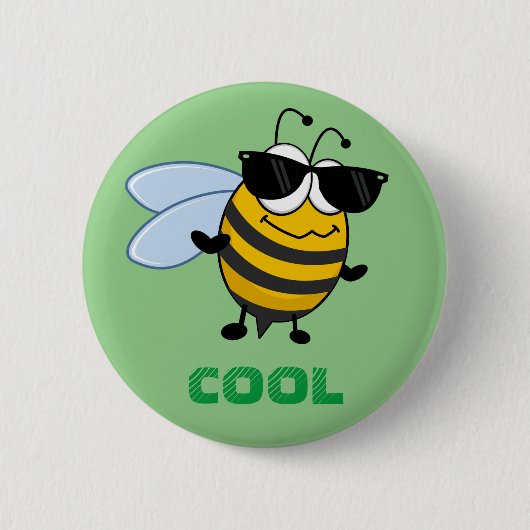 Bij Koel | Grappige Trendsettende Bij Aanpasbaar Ronde Button 5,7 Cm (Voorkant)