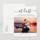 Bij Laatste Moderne Manuscript Elegant Foto sparen Aankondigingskaart (Voorkant / Achterkant)