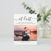 Bij Laatste Moderne Manuscript Elegant Foto sparen Aankondigingskaart (Staand voorkant)