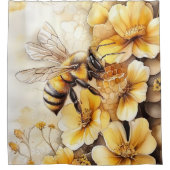 bij met bloem Douchegordijn (Voorkant)