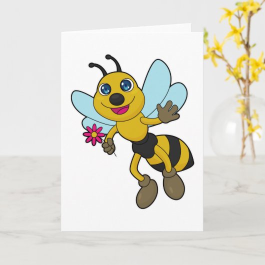 Bij met Bloem Kaart (Gele Bloem)