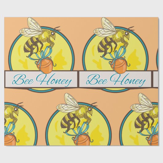 Bij met honingpot Antieke Imker Cadeaupapier (Vlak)