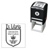 Bij met kroon Wapenschild embleem Ex Libris Boekna Zelfinktende Stempel (In situ)