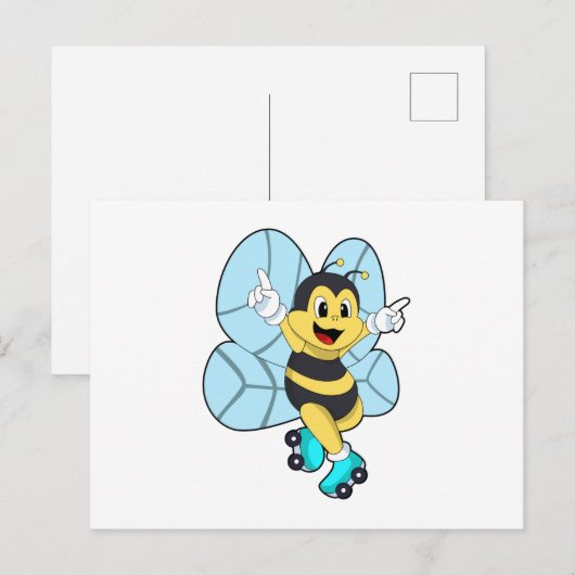 Bij met roller skates briefkaart (Voorkant / Achterkant)