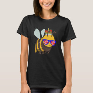 Bij met zonnebril en kroon Engeland VK-vlag T-shirt