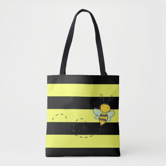 Bij met zwarte en gele strepen tote bag (Voorkant)