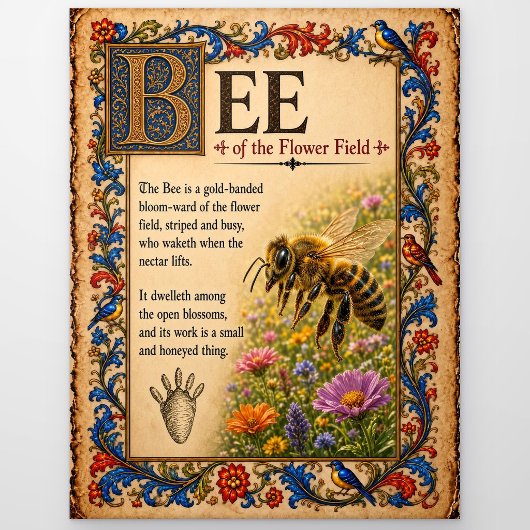 Bij, Middeleeuwse Bestiarium Kunst Briefkaart