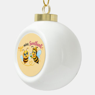 Bij Mij, Liefje – Schattig Romantisch Bijen Koppel Keramische Bal Ornament