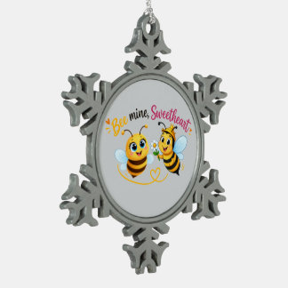 Bij Mij, Liefje – Schattig Romantisch Bijen Koppel Tin Sneeuwvlok Ornament