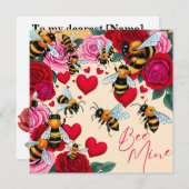 Bij mij romantische bloemige ontwerp platte feestd feestdagenkaart (Voorkant / Achterkant)