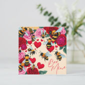 Bij mij romantische bloemige ontwerp platte feestd feestdagenkaart (Staand voorkant)