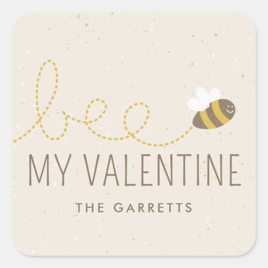 Bij mijn Valentijnsdag Kinder sticker - Beige (Voorkant)
