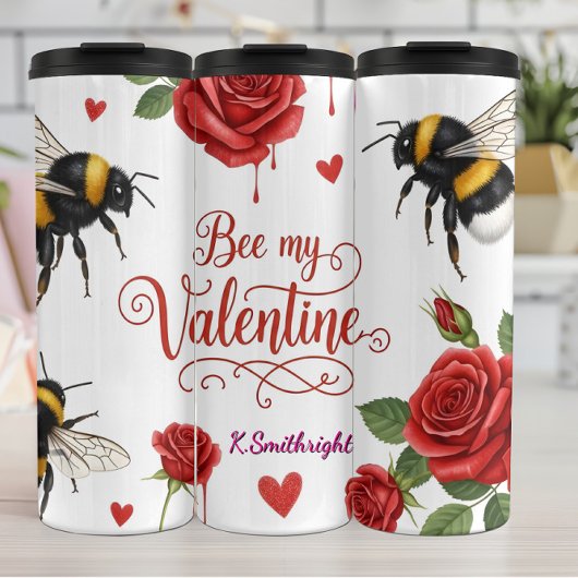 Bij Mijn Valentijnsdag Rozen Harten Thermosbeker