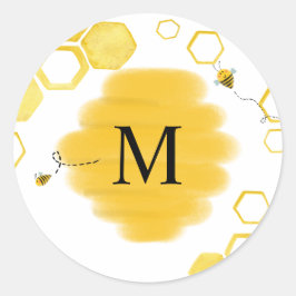 Bij-monogramsticker Ronde Sticker