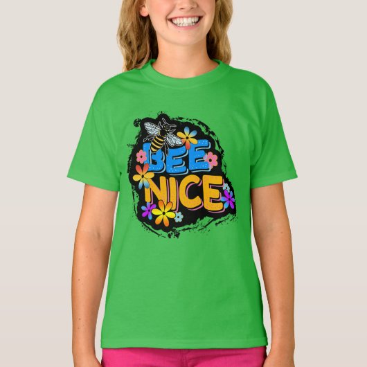 BIJ MOOIE BLOEMENKLEURIGE BLOEMEN T-SHIRT (Voorkant)