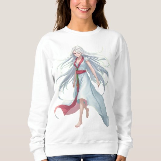 Bij nacht Anime Vrouwen Basic Sweatshirt (Voorkant)