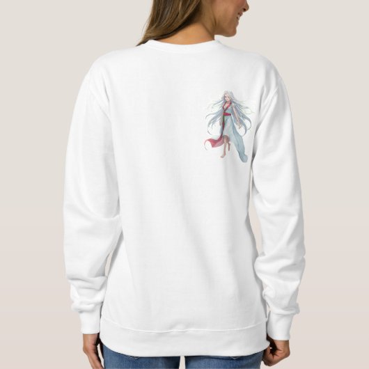 Bij nacht Anime Vrouwen Basic Sweatshirt (Achterkant)