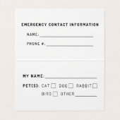 Bij noodgevallen Thuisgelaten Huisdier Identificat Visitekaartje (Binnenkant ongevouwen)