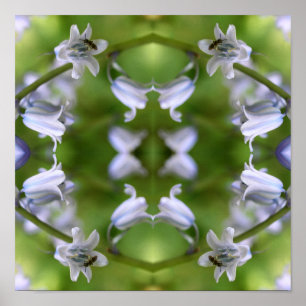 Bij op Blauwe Bloem Abstract  Poster