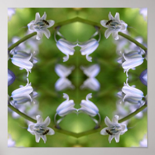 Bij op Blauwe Bloem Abstract Poster (Voorkant)