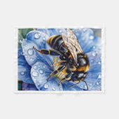 Bij op Blauwe Bloem Dekbed Fleece Deken (Voorkant (Horizontaal))