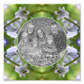 Bij op blauwe bloem frame Maak je eigen 8x8 Foto Afdruk (Voorkant)