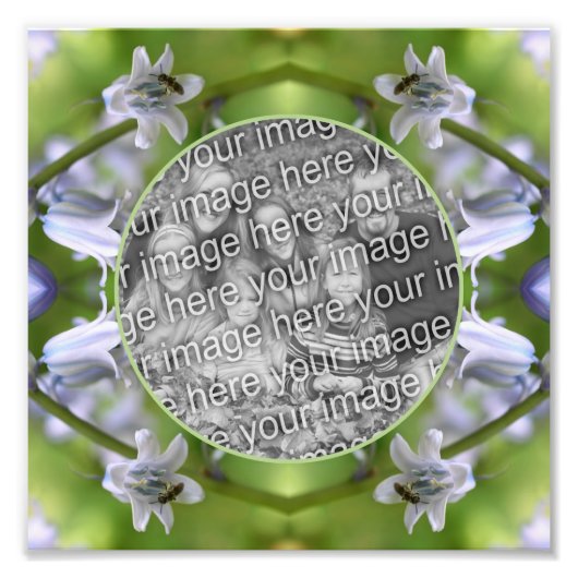 Bij op blauwe klokjesbloem frame maak je eigen 8x8 foto afdruk (Voorkant)