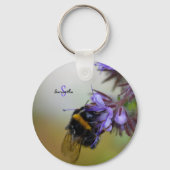 Bij op Blauwe Tanacetum Sleutelhanger (Achterkant)