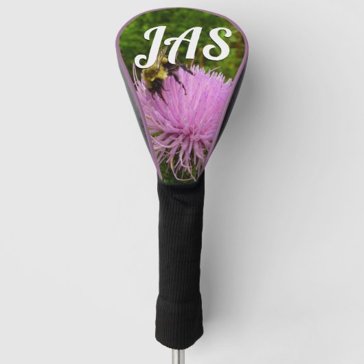 Bij op distelbloem natuur golfheadcover (Voorkant)