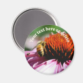 Bij op Echinacea Bloem Persoonlijk Magneet (Voorkant / Achterkant)