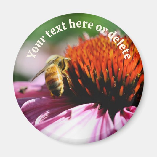 Bij op Echinacea Bloem Persoonlijk Magneet (Voorkant)