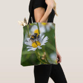 Bij op een margrietCanvas tas (Dichtbij)
