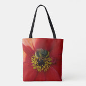 Bij op een rood bloemCanvas tas (Achterkant)