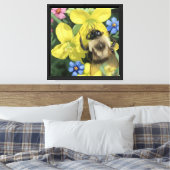 Bij op gele bloem canvas afdruk (Insitu (Slaapkamer))