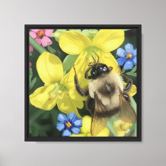 Bij op gele bloem canvas afdruk (Voorkant)
