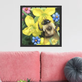 Bij op gele bloem canvas afdruk (Insitu (Woonkamer))