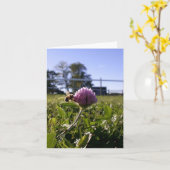 Bij op Klaver Notecard Kaart (Gele Bloem)