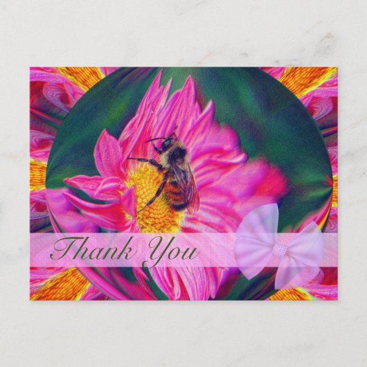 Bij op Madelief Abstract Bloemige Bedankkaart Briefkaart (Voorkant)