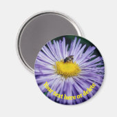 Bij op Paarse Margriet Bloem Persoonlijk Magneet (Voorkant / Achterkant)