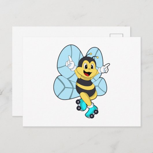 Bij op rolschaatsen briefkaart (Voorkant / Achterkant)