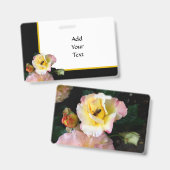 Bij op roze gele rozen bloemen badge (Voor- en achterkant)