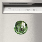 Bij op witte akelei bloem gepersonaliseerd magneet (Insitu (Vaatwasser))