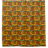 Bij op zonnebloem bloempatroon ontwerp bruin douchegordijn (Voorkant)