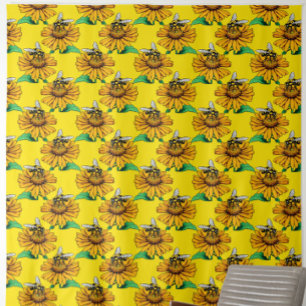 Bij op zonnebloem bloempatroon ontwerp geel stof